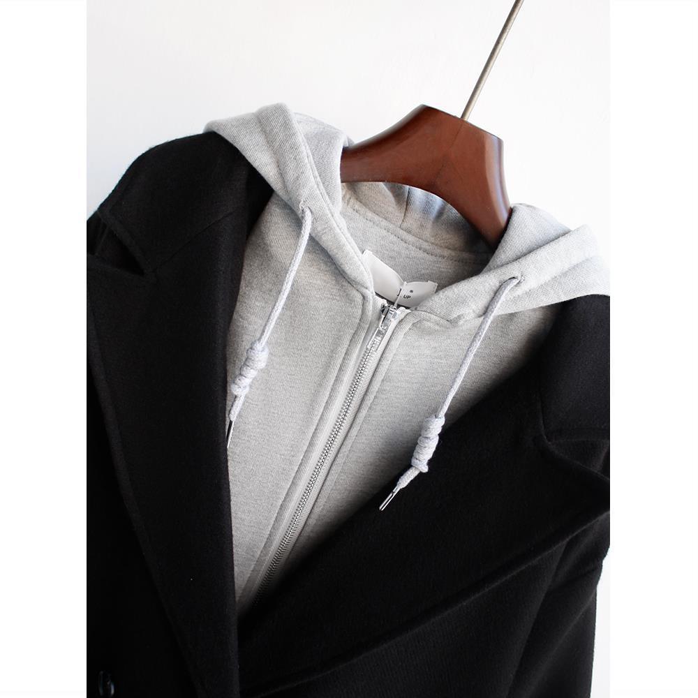 Women’s Wool - Blend Double - Breasted Coat – Medium - Long Loose Fit Jacket with Suit Collar | Elegant Urban Style - Negative Apparel