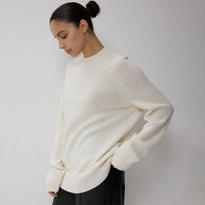 Women’s Wool Blend Sweater · Loose Pullover Knitwear · Autumn Winter Long Sleeve Casual Top - Negative Apparel