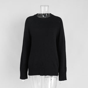 Women’s Wool Blend Sweater · Loose Pullover Knitwear · Autumn Winter Long Sleeve Casual Top - Negative Apparel