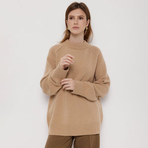 Women’s Wool Blend Sweater · Loose Pullover Knitwear · Autumn Winter Long Sleeve Casual Top - Negative Apparel