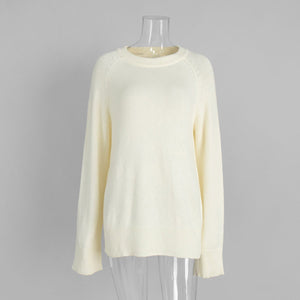 Women’s Wool Blend Sweater · Loose Pullover Knitwear · Autumn Winter Long Sleeve Casual Top - Negative Apparel