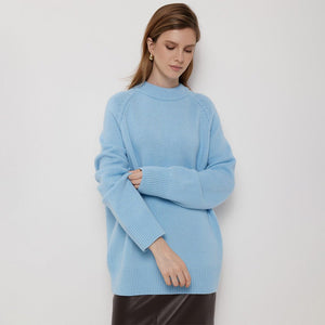 Women’s Wool Blend Sweater · Loose Pullover Knitwear · Autumn Winter Long Sleeve Casual Top - Negative Apparel