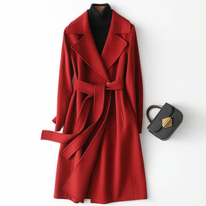 Women’s Wool Long Coat – Double - Breasted Slim - Fit Wool Jacket | 2025 Elegant Commuter Style - Negative Apparel