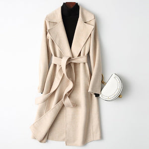 Women’s Wool Long Coat – Double - Breasted Slim - Fit Wool Jacket | 2025 Elegant Commuter Style - Negative Apparel