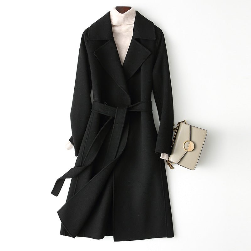 Women’s Wool Long Coat – Double - Breasted Slim - Fit Wool Jacket | 2025 Elegant Commuter Style - Negative Apparel