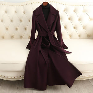 Womenβs Wool Long Coat β Handcrafted Slim - Fit Korean Style Hidden Button Jacket | Autumn 2025 Collection - Negative Apparel