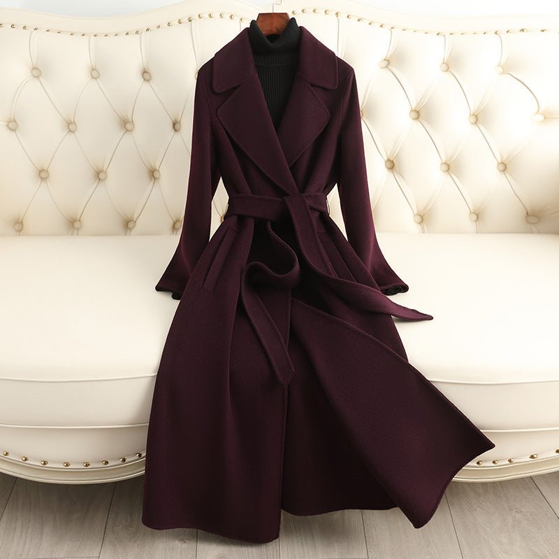 Womenβs Wool Long Coat β Handcrafted Slim - Fit Korean Style Hidden Button Jacket | Autumn 2025 Collection - Negative Apparel