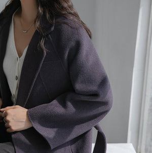 Womenβs Wool Long Coat β Handcrafted Slim - Fit Korean Style Hidden Button Jacket | Autumn 2025 Collection - Negative Apparel