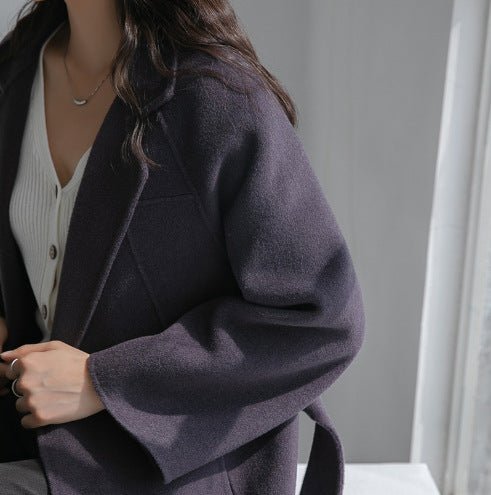 Womenβs Wool Long Coat β Handcrafted Slim - Fit Korean Style Hidden Button Jacket | Autumn 2025 Collection - Negative Apparel