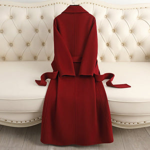 Women’s Wool Long Coat – Handcrafted Slim - Fit Korean Style Hidden Button Jacket | Autumn 2025 Collection - Negative Apparel