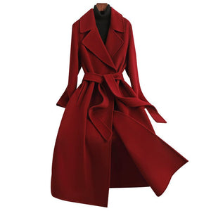 Womenβs Wool Long Coat β Handcrafted Slim - Fit Korean Style Hidden Button Jacket | Autumn 2025 Collection - Negative Apparel