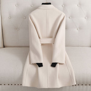 Womenβs Wool Mid - Length Coat β Handmade Belted Urban Style Slim Fit Jacket | 100% Wool Summer 2025 Collection - Negative Apparel