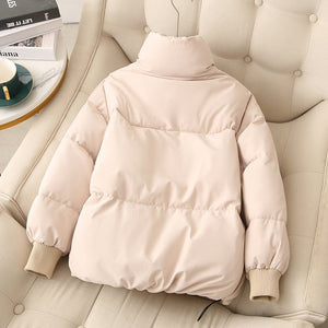 Yegami Women’s Thick Stand Collar Cotton Jacket – Korean Casual Winter Coat - Negative Apparel