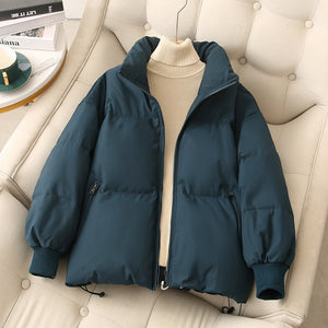 Yegami Women’s Thick Stand Collar Cotton Jacket – Korean Casual Winter Coat - Negative Apparel