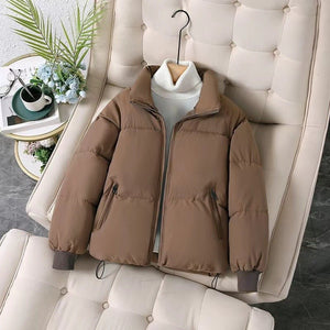 Yegami Women’s Thick Stand Collar Cotton Jacket – Korean Casual Winter Coat - Negative Apparel