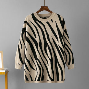 Zebra pattern fashion knitted pullover sweater - Negative Apparel