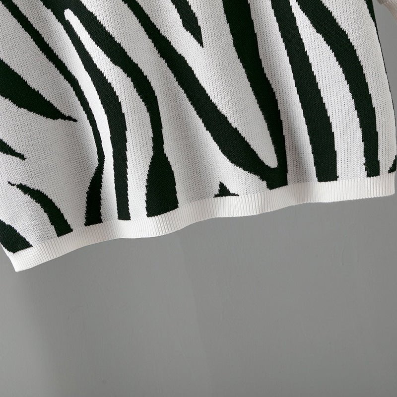 Zebra pattern fashion knitted pullover sweater - Negative Apparel