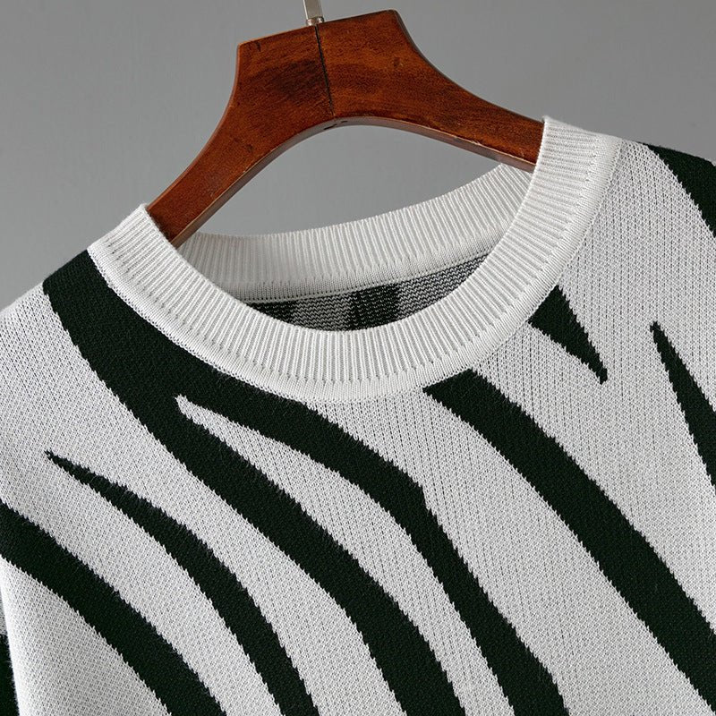 Zebra pattern fashion knitted pullover sweater - Negative Apparel