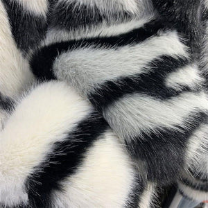 Zebra pattern imitation mink hair v - neck sweater women's autumn and winter loose lazy wind knitted sweater jumper top fluffy coat - Negative Apparel