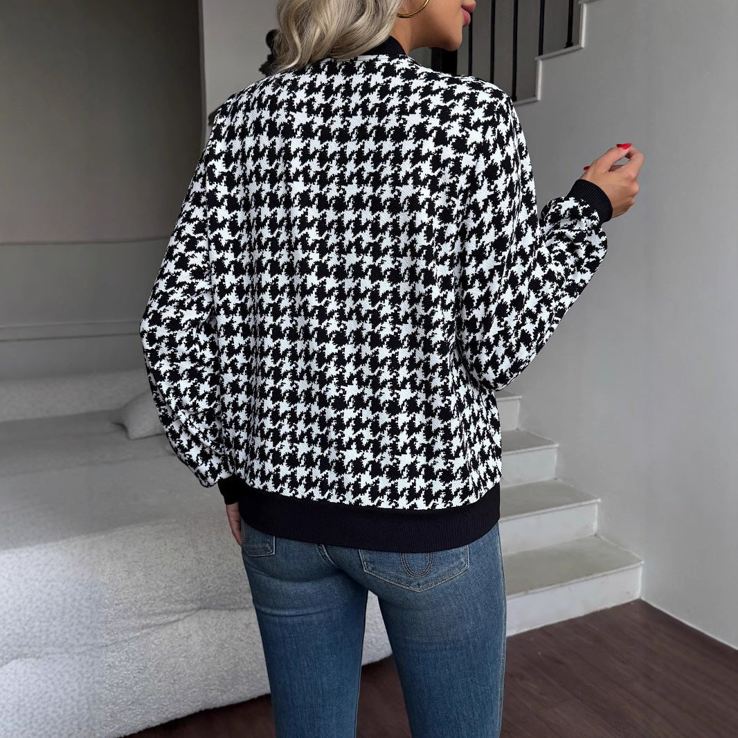 Zipper thousand bird grid jacket loose and thin casual top coat - Negative Apparel