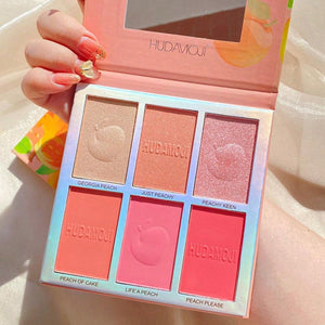 1 Pc Six Color Powder Blusher Highlight Eye Shadow Plate Face Contour Brightening And Modifying Palette For Cos Dance Performance - Negative Apparel