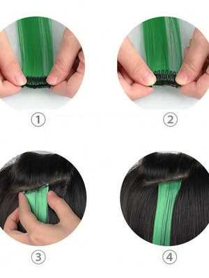 10pcs Multi-Color Highlights 20 Inch Clip In Synthetic Hair Extensions For Party - Negative Apparel