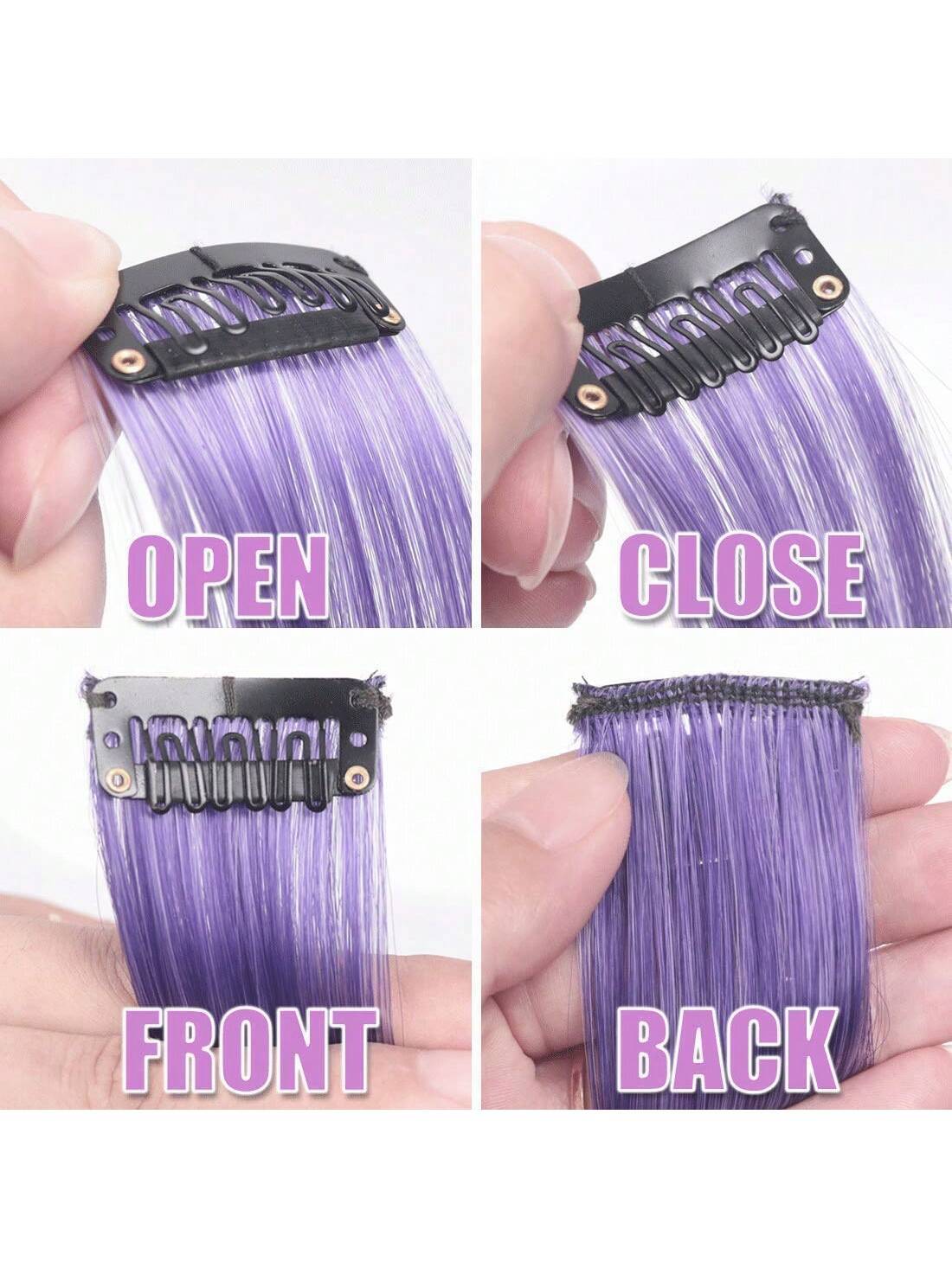 10pcs Multi-Color Highlights 20 Inch Clip In Synthetic Hair Extensions For Party - Negative Apparel