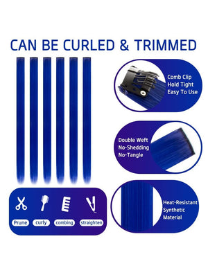 10pcs Multi-Color Highlights 20 Inch Clip In Synthetic Hair Extensions For Party - Negative Apparel