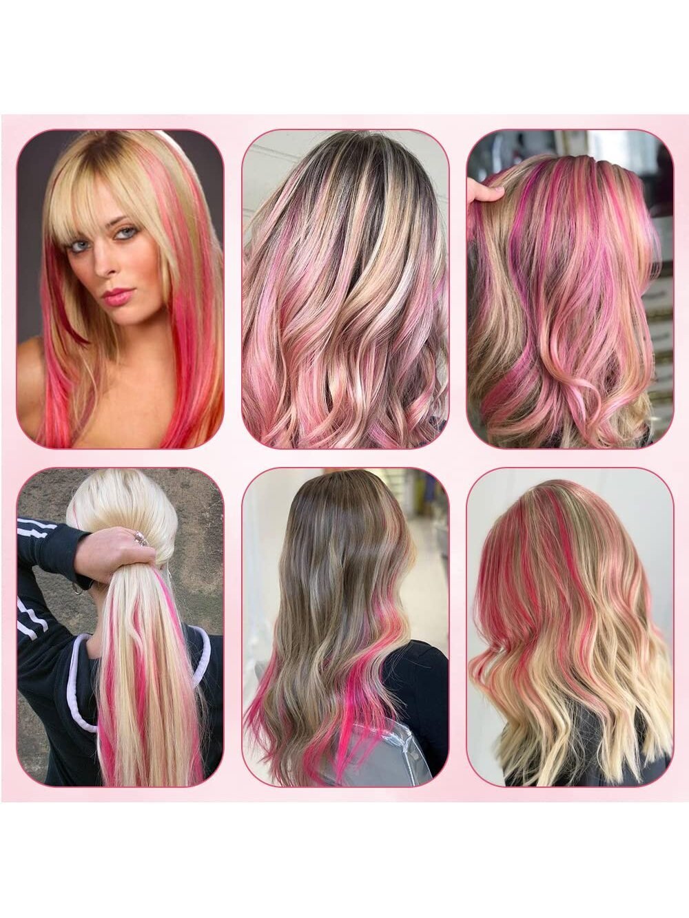 10pcs Multi-Color Highlights 20 Inch Clip In Synthetic Hair Extensions For Party - Negative Apparel