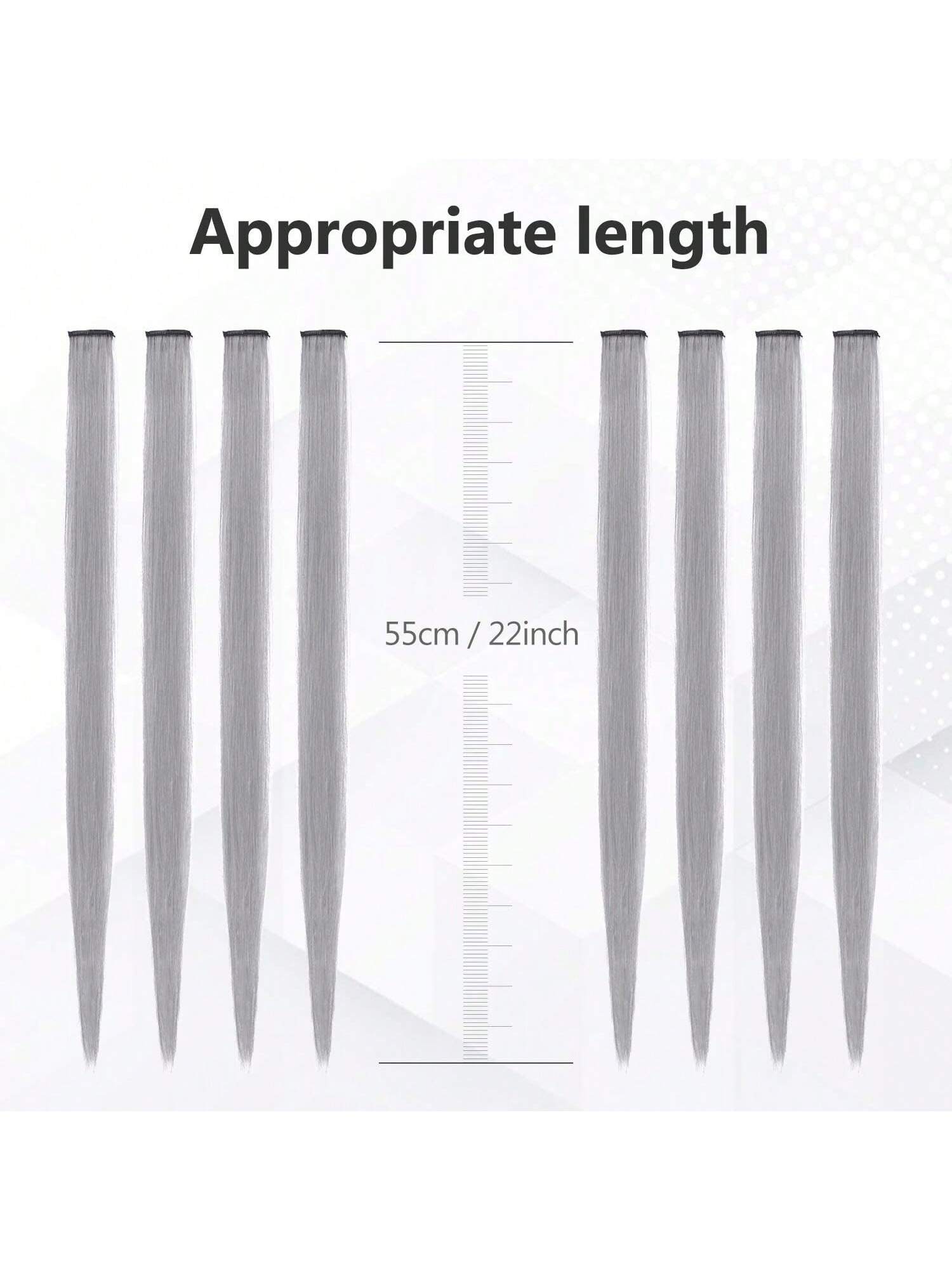 10pcs Multi-Color Highlights 20 Inch Clip In Synthetic Hair Extensions For Party - Negative Apparel