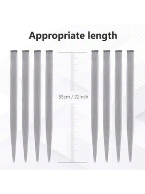 10pcs Multi-Color Highlights 20 Inch Clip In Synthetic Hair Extensions For Party - Negative Apparel