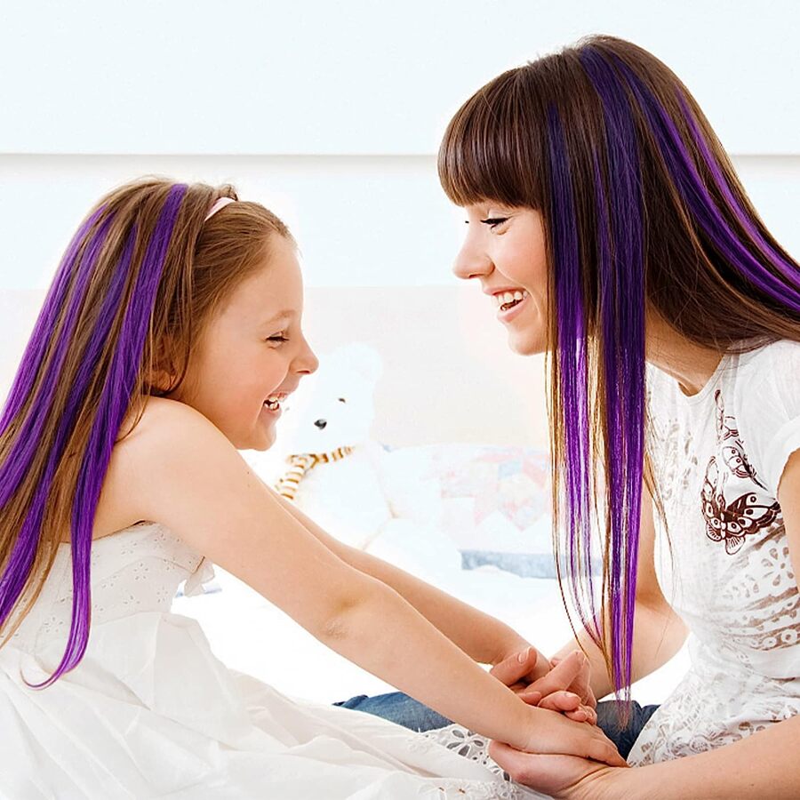 10pcs Multi-Color Highlights 20 Inch Clip In Synthetic Hair Extensions For Party - Negative Apparel