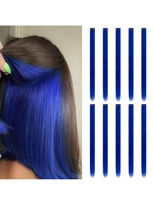 10pcs Multi-Color Highlights 20 Inch Clip In Synthetic Hair Extensions For Party - Negative Apparel