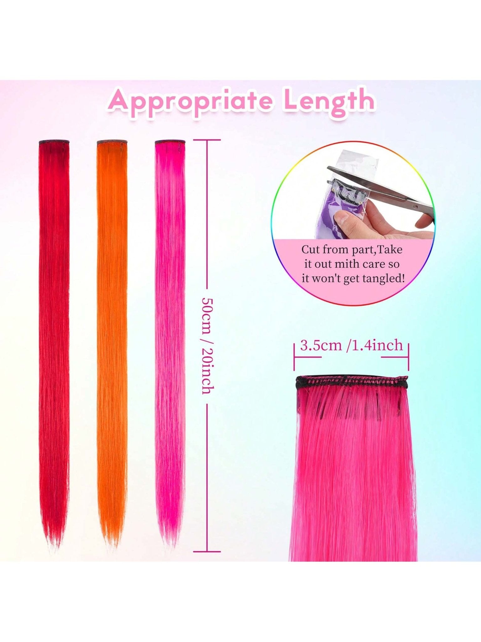 10pcs Multi-Color Highlights 20 Inch Clip In Synthetic Hair Extensions For Party - Negative Apparel