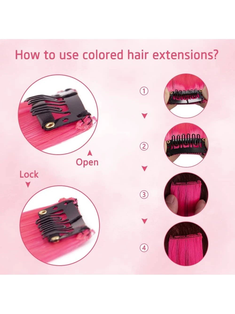 10pcs Multi-Color Highlights 20 Inch Clip In Synthetic Hair Extensions For Party - Negative Apparel