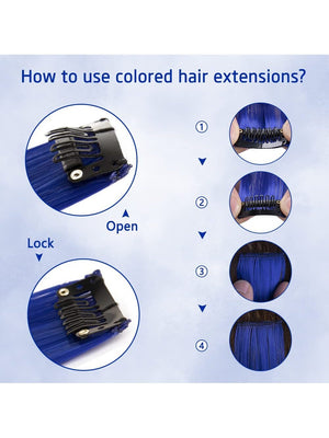 10pcs Multi-Color Highlights 20 Inch Clip In Synthetic Hair Extensions For Party - Negative Apparel