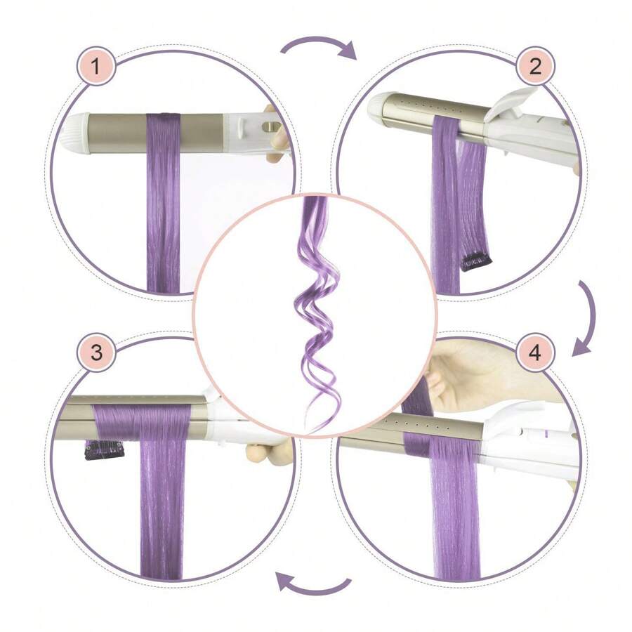 10pcs Multi-Color Highlights 20 Inch Clip In Synthetic Hair Extensions For Party - Negative Apparel