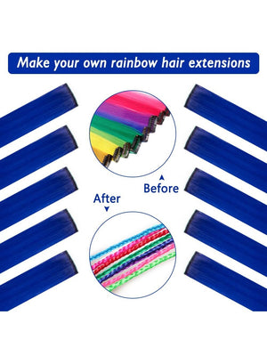 10pcs Multi-Color Highlights 20 Inch Clip In Synthetic Hair Extensions For Party - Negative Apparel
