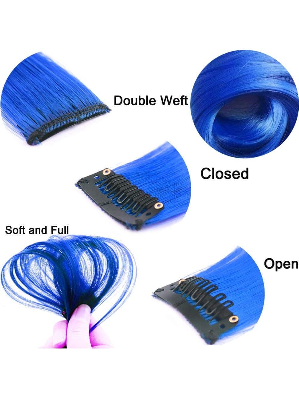 10pcs Multi-Color Highlights 20 Inch Clip In Synthetic Hair Extensions For Party - Negative Apparel
