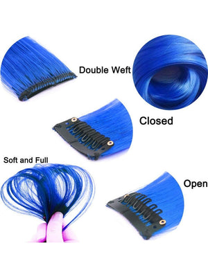 10pcs Multi-Color Highlights 20 Inch Clip In Synthetic Hair Extensions For Party - Negative Apparel