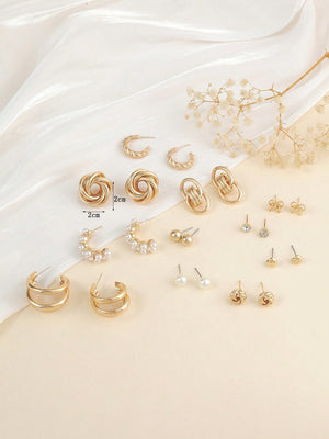 11pairs Butterfly & Faux Pearl Decor Earrings - Negative Apparel