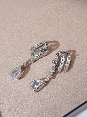 1pair Glamorous Copper Cubic Zirconia Water Drop Earrings - Negative Apparel