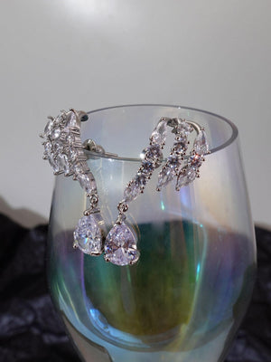 1pair Glamorous Copper Cubic Zirconia Water Drop Earrings - Negative Apparel