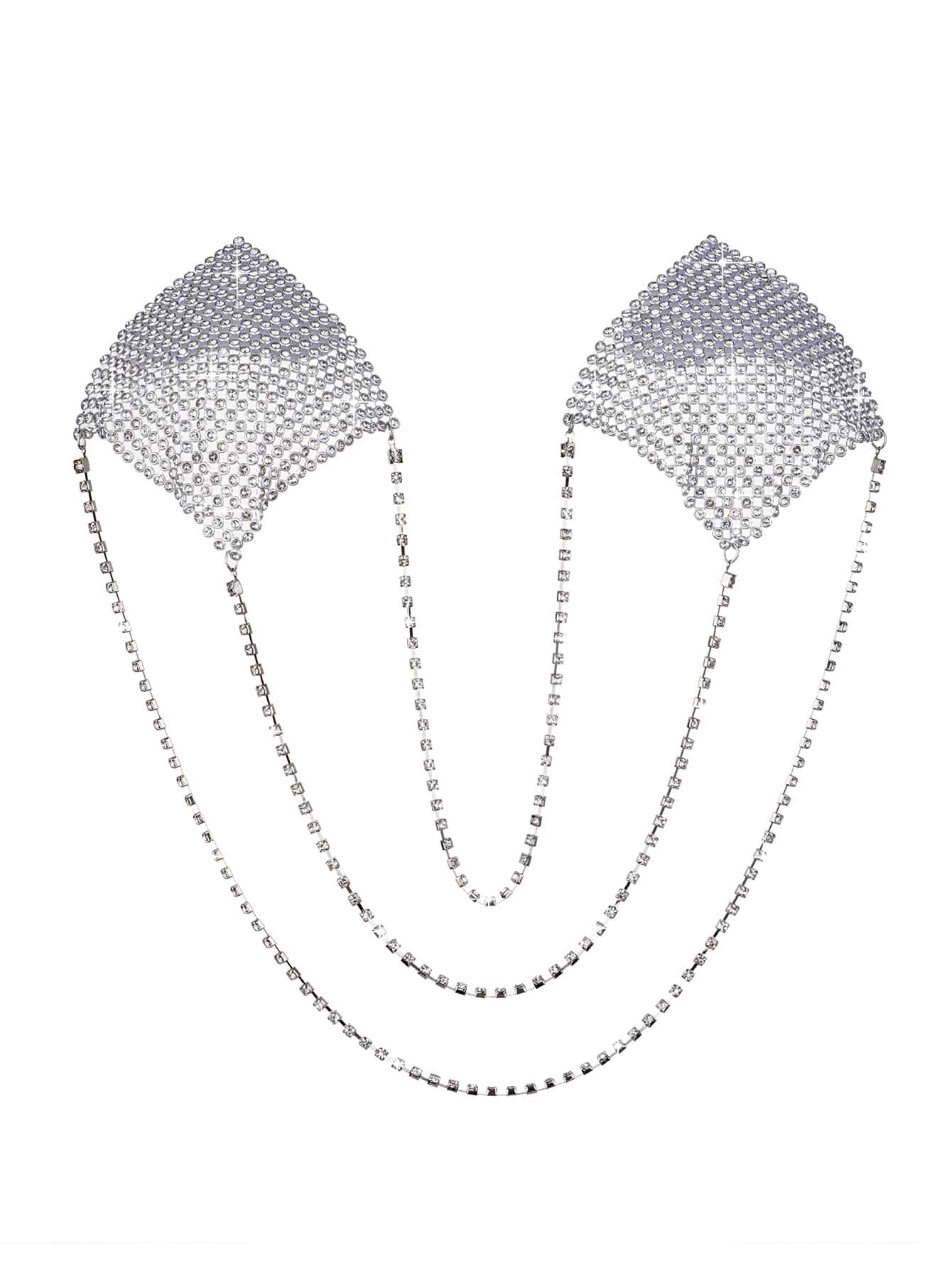 1pair Rhinestone Detail Nipple Cover - Negative Apparel