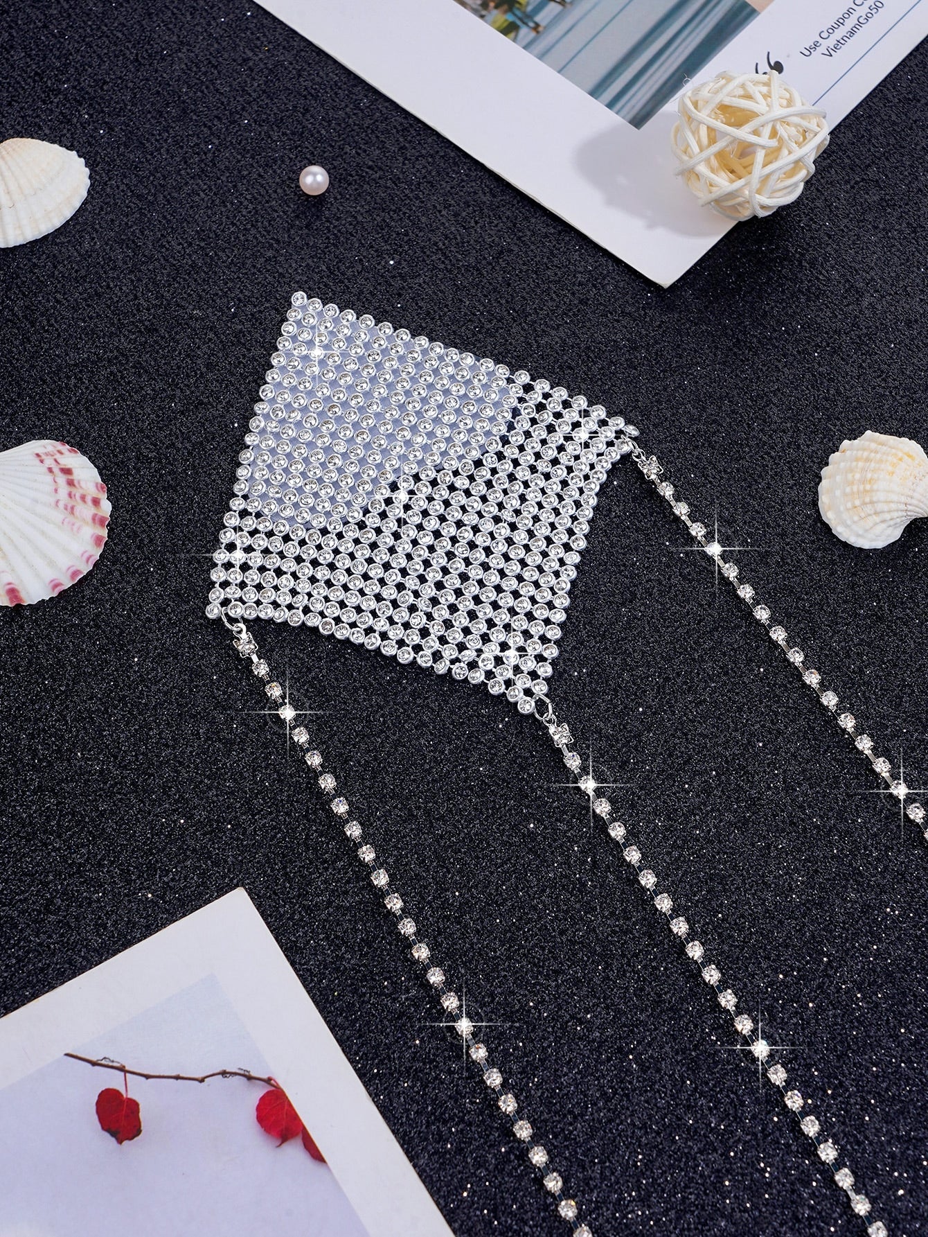 1pair Rhinestone Detail Nipple Cover - Negative Apparel