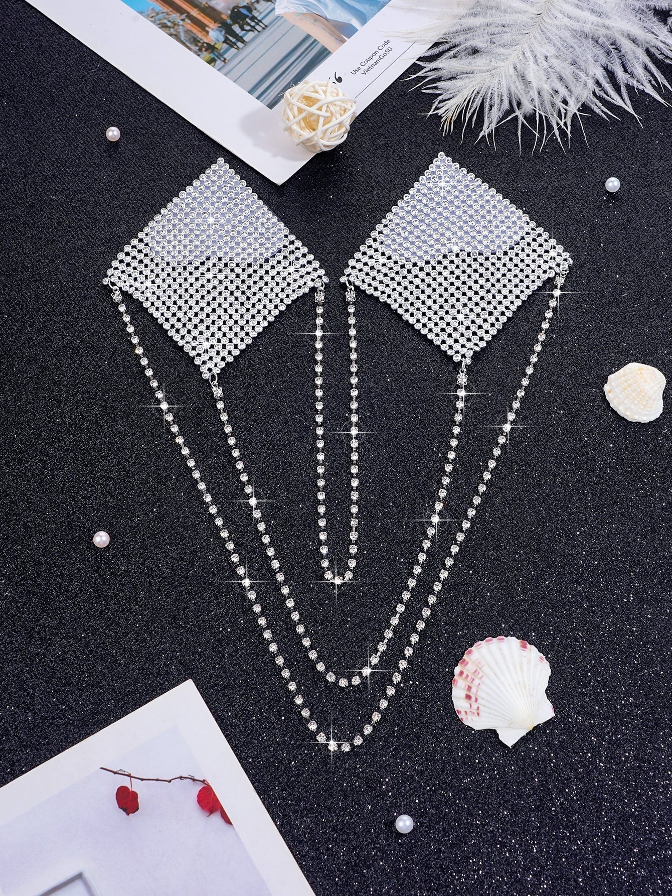 1pair Rhinestone Detail Nipple Cover - Negative Apparel