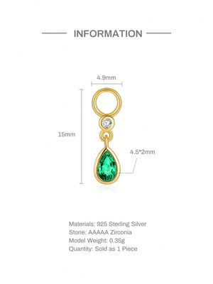 1pc Cubic Zirconia Water-drop Silver Earring - Negative Apparel