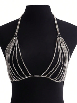1pc Funky Rhinestone Decor Body Chain For Women For Daily Decoration - Negative Apparel