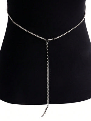 1pc Funky Rhinestone Decor Body Chain For Women For Daily Decoration - Negative Apparel