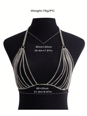 1pc Funky Rhinestone Decor Body Chain For Women For Daily Decoration - Negative Apparel